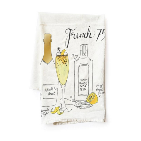 French 75 Cocktail Tea Towel