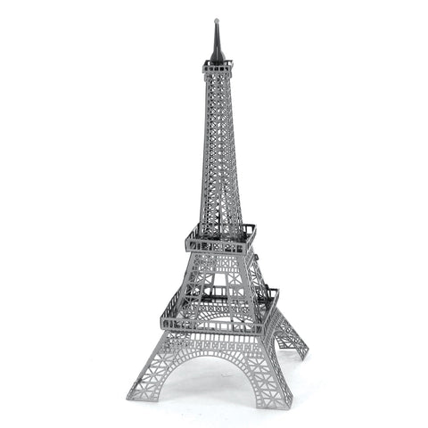 A miniature metal model of the Eifel Tower.