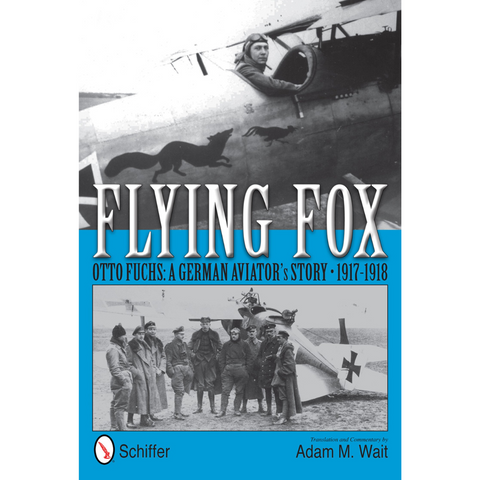 Cover of the book Flying Fox, a gem of aviation literature, featuring images of a pilot on a biplane and a group standing before an aircraft. Text includes the title, author, and publisher.