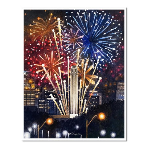 "Kansas City Fireworks" JQ Watercolor Print