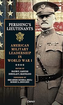 The cover shows a black and white photo of Pershing. He is standing in front of the U.S. flag. 