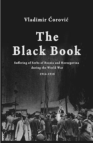 The cover for The Black Book is very dark. These is a black and white image at the bottom of the book of a large crown. The image also includes a sketch of a man standing higher than the crowd. 